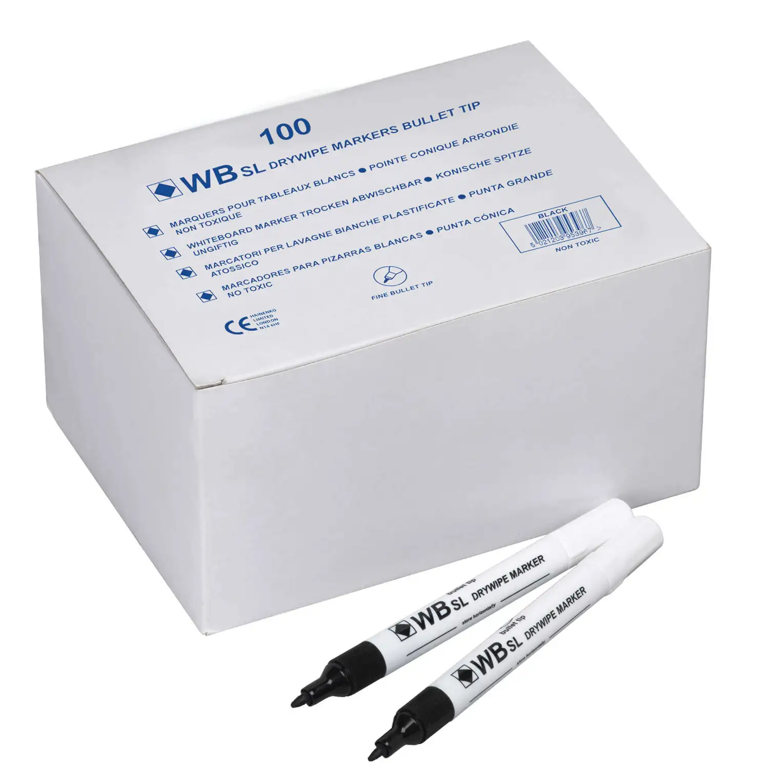 Chunky Drywipe Markers Black 100 Pack