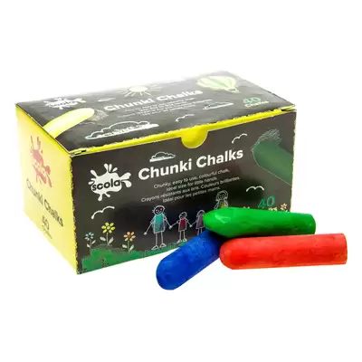 Chunky Coloured Chalks Assorted 40 Pack