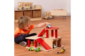 Wooden Car Garage 310mm - Gompels | Care & Education Supplies