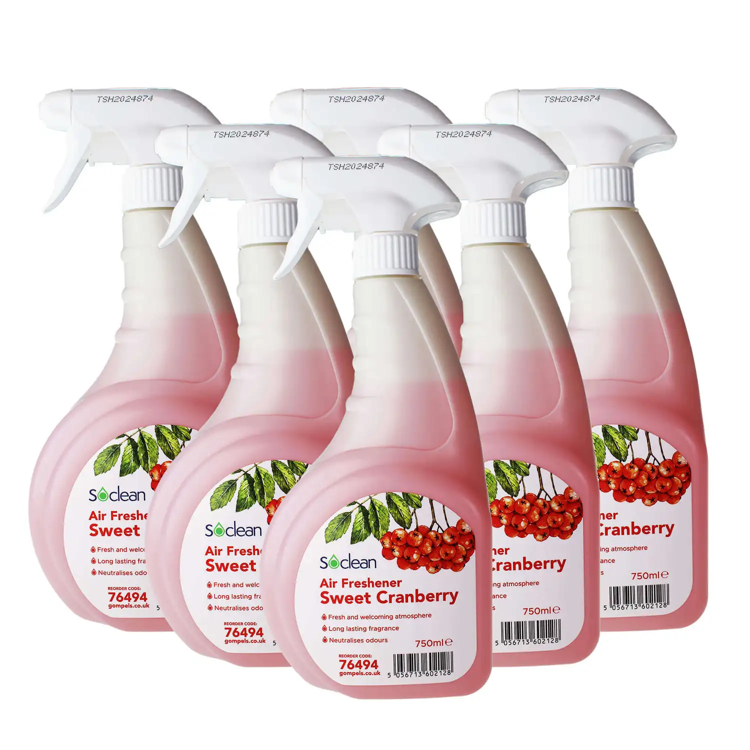 Soclean Air Freshener Sweet Cranberry 750ml 6 Pack G3p90