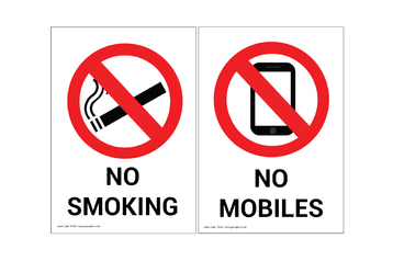 gompels no smoking no mobiles sign a5 wipe clean sign no smoking