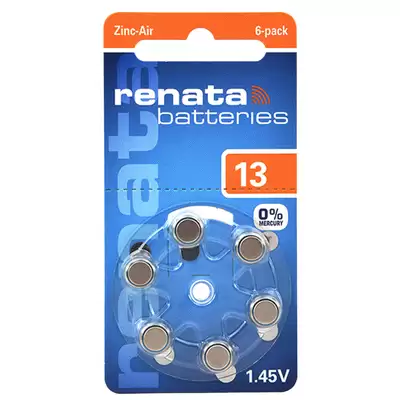Hearing Aid Battery 6 Pack - Type: 13a