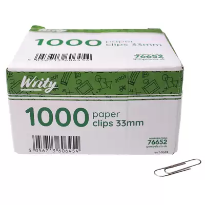 Writy Paper Clips 33mm 1000 Pack G2p100