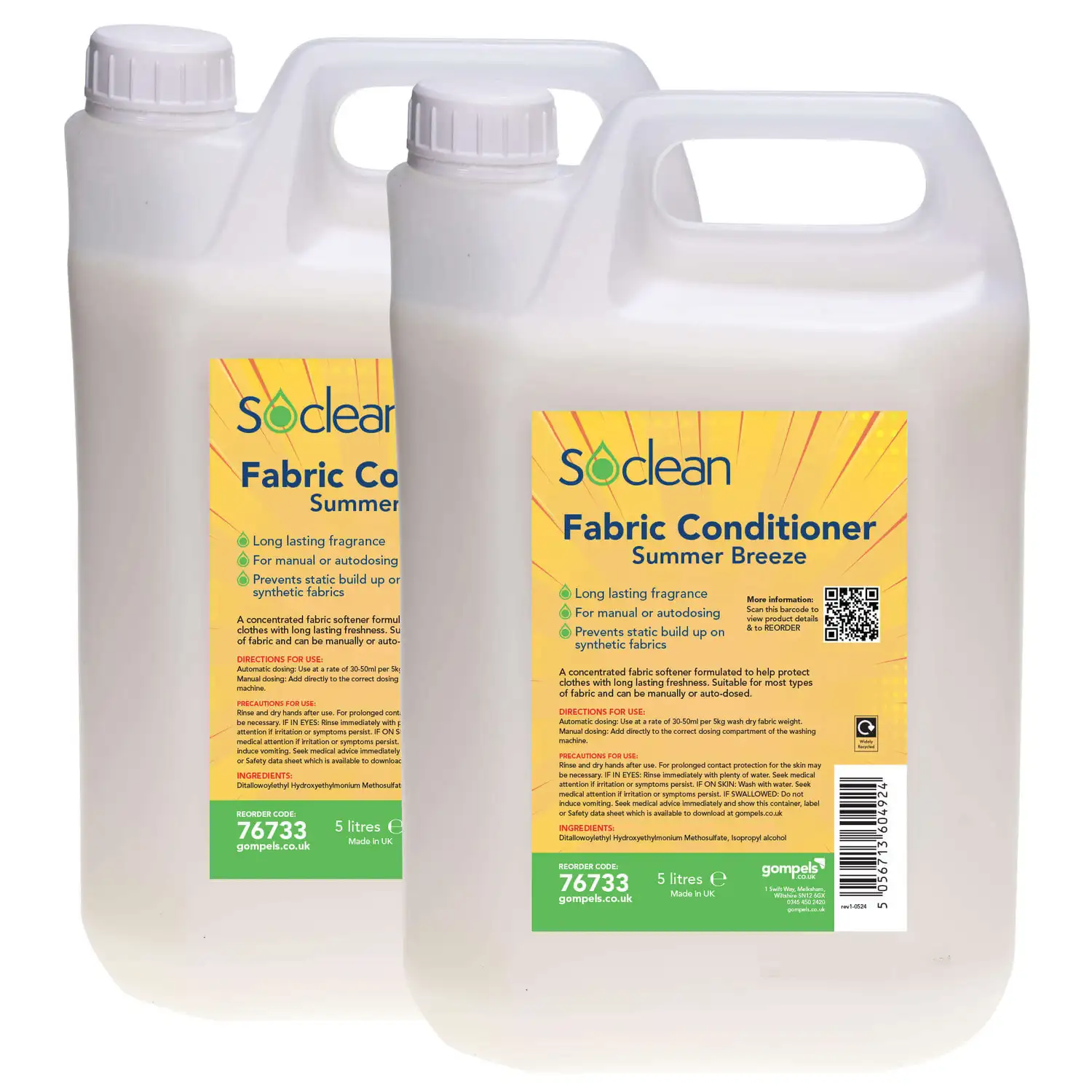 Soclean Fabric Conditioner Summer Breeze 5 Litre 2 Pack G2p100