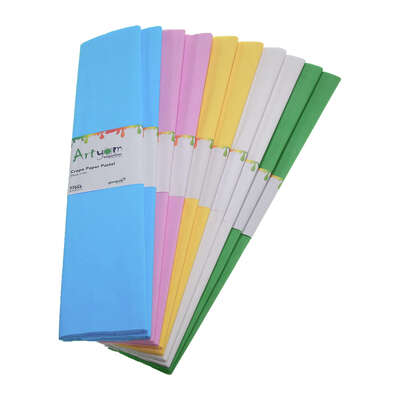Artyom Crepe Paper Pastel Assorted 50cm x 3m Pack 10