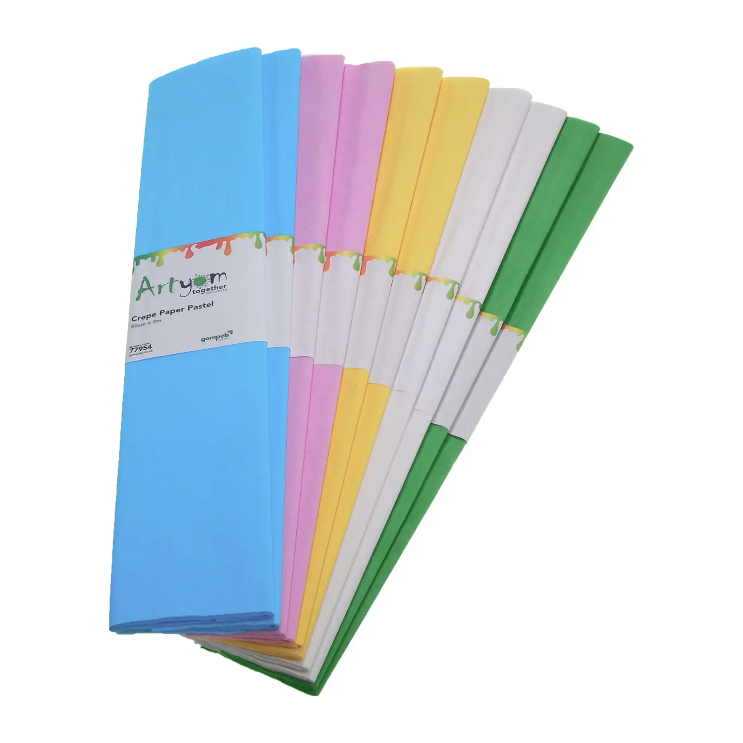 Artyom Crepe Paper Pastel Assorted 50cm x 3m Pack 10 G2p100