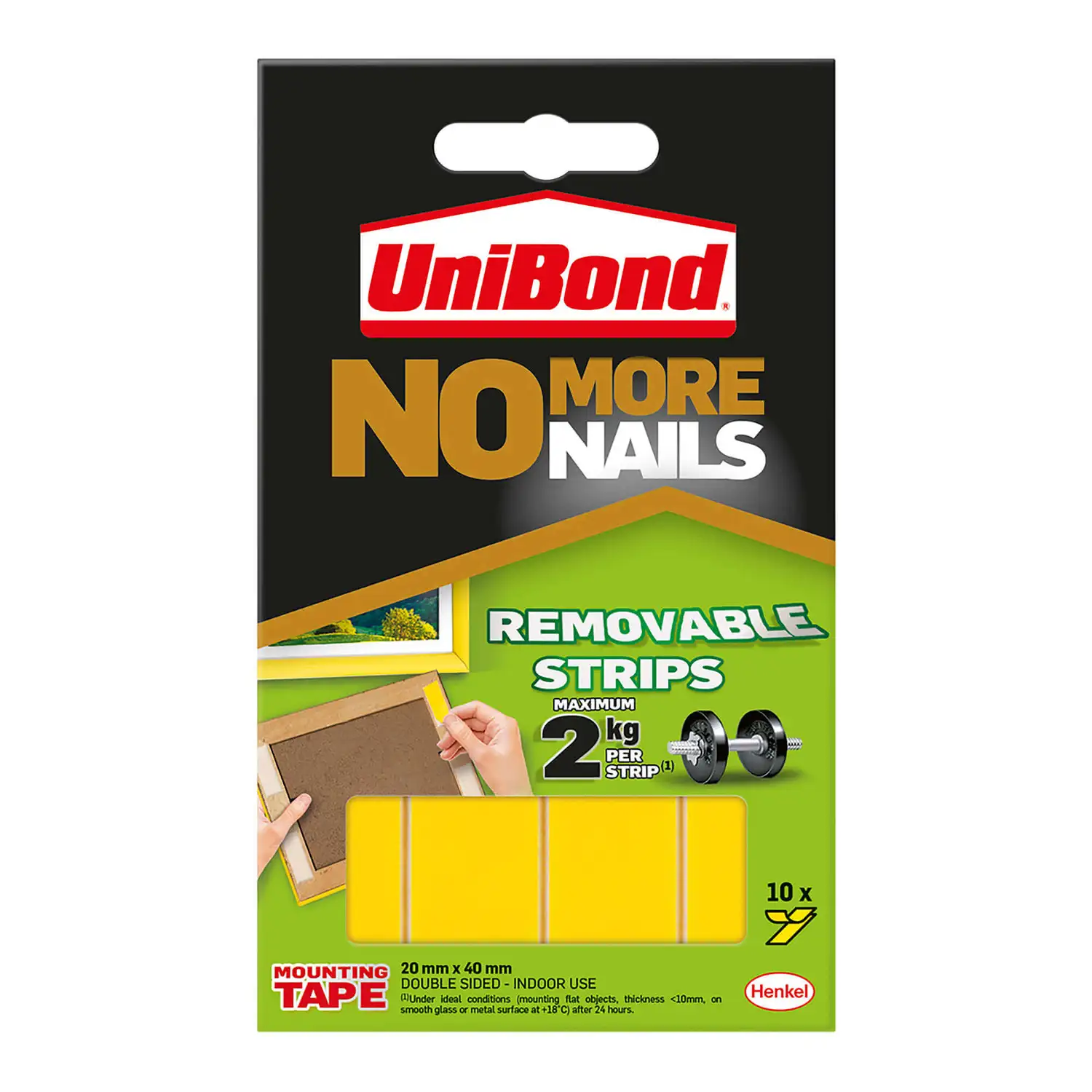 Unibond No More Nails Removable Strips 10 Pack Gompels Care