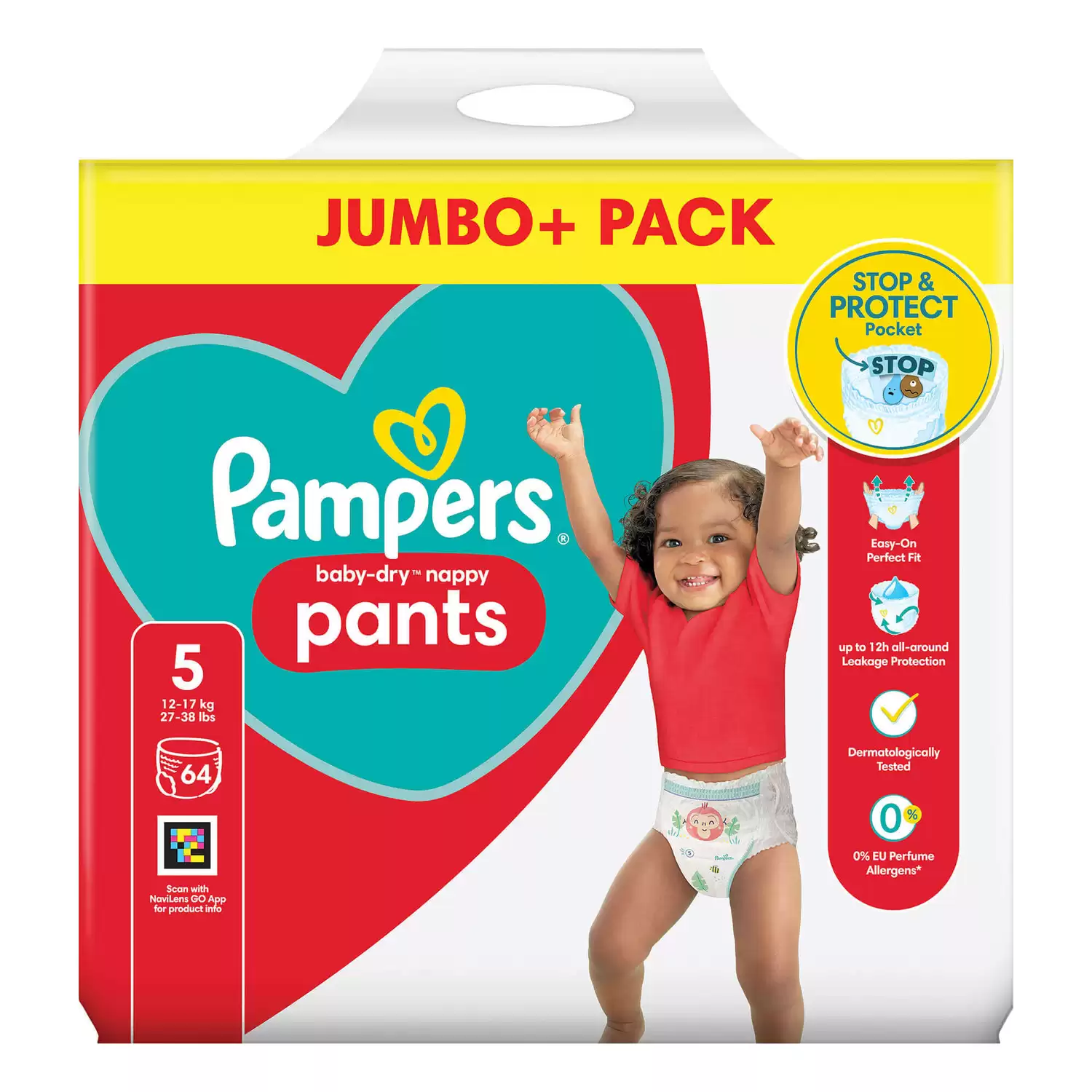 Pampers Baby Dry Nappy Pants Size 5 64 Pack - Gompels - Care