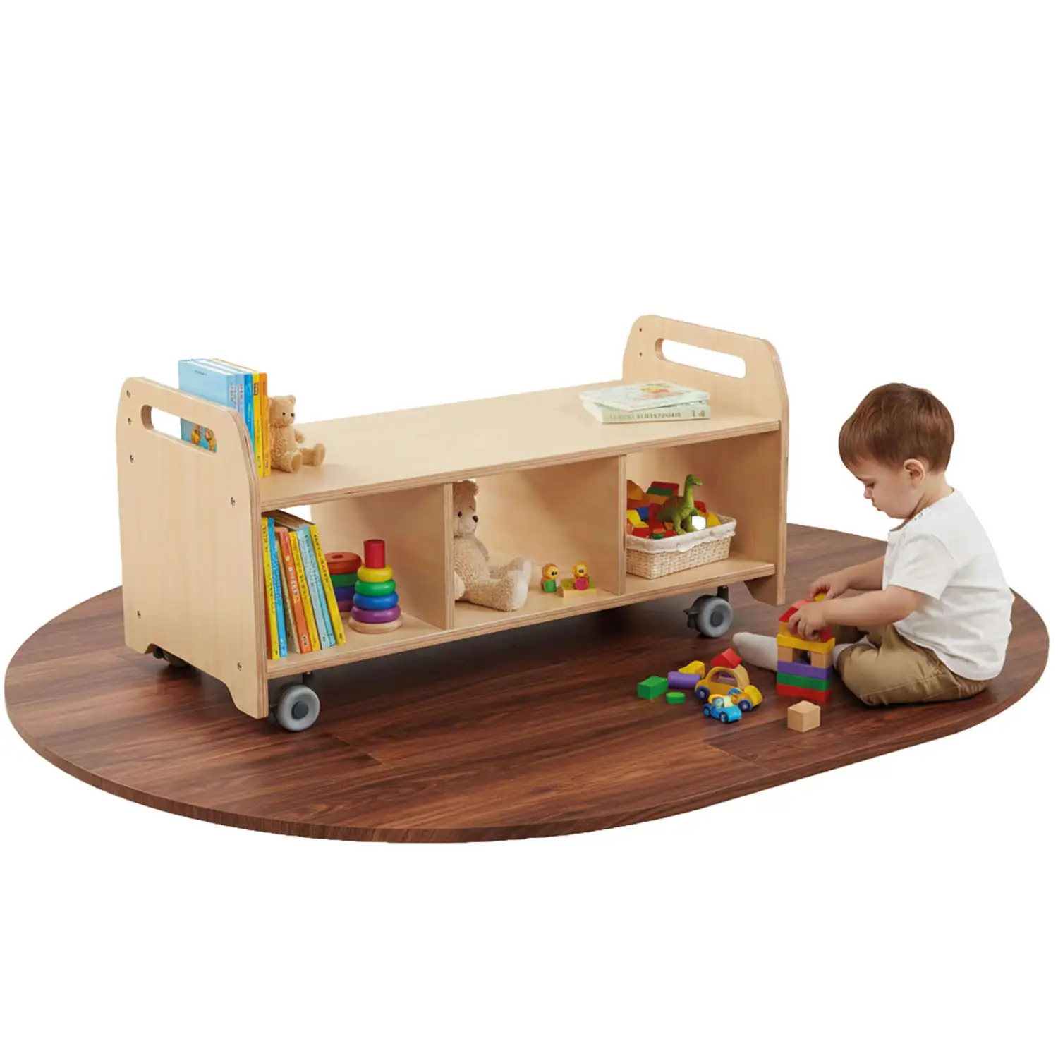 Wooden Mobile Low Level Storage Unit
