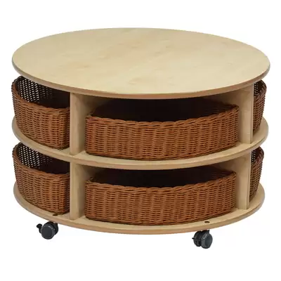 Double Tier Mobile Circular Storage H540 Mm With 8 Baskets