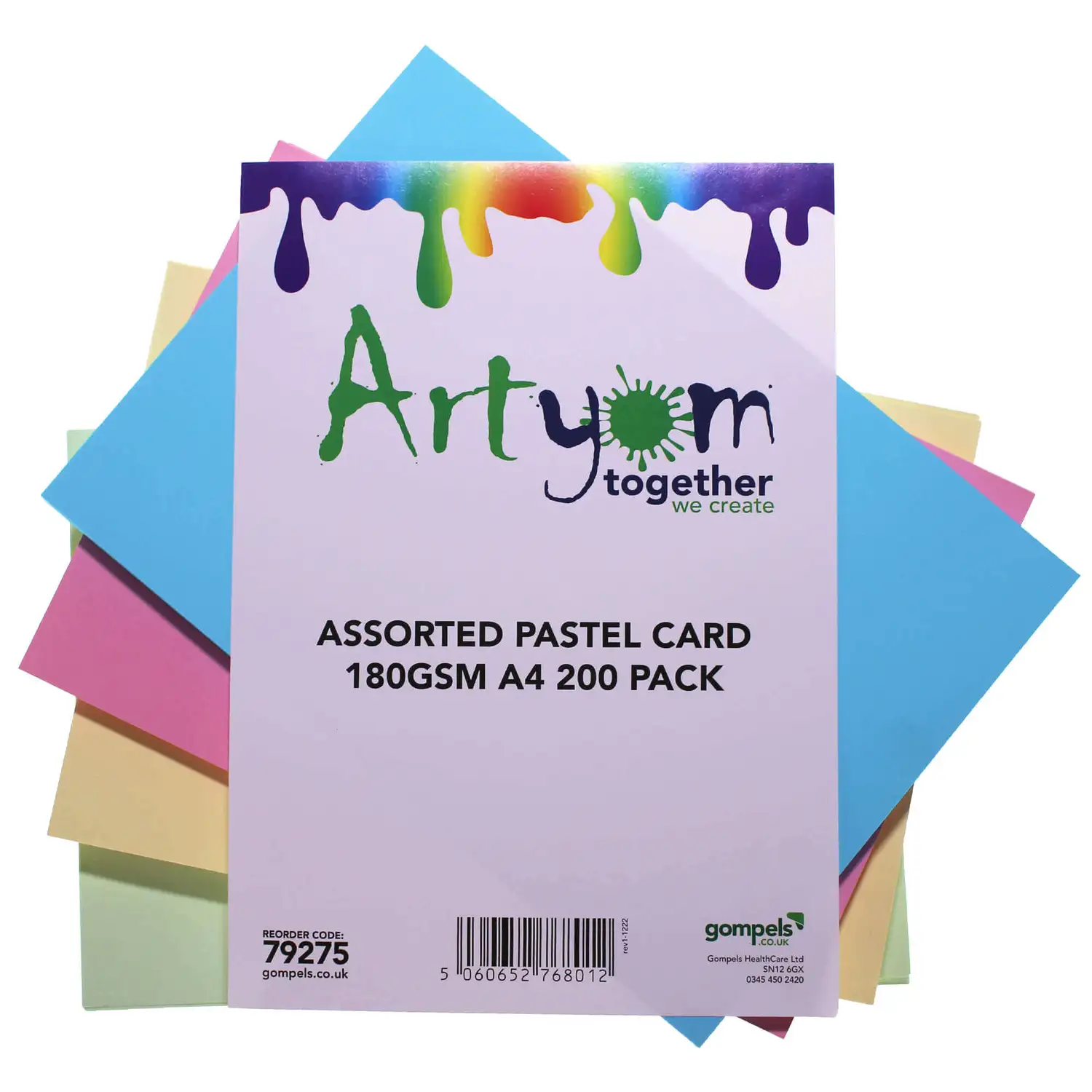 Artyom Pastel Card A4 Assorted 180gsm 200 Pack G2p100