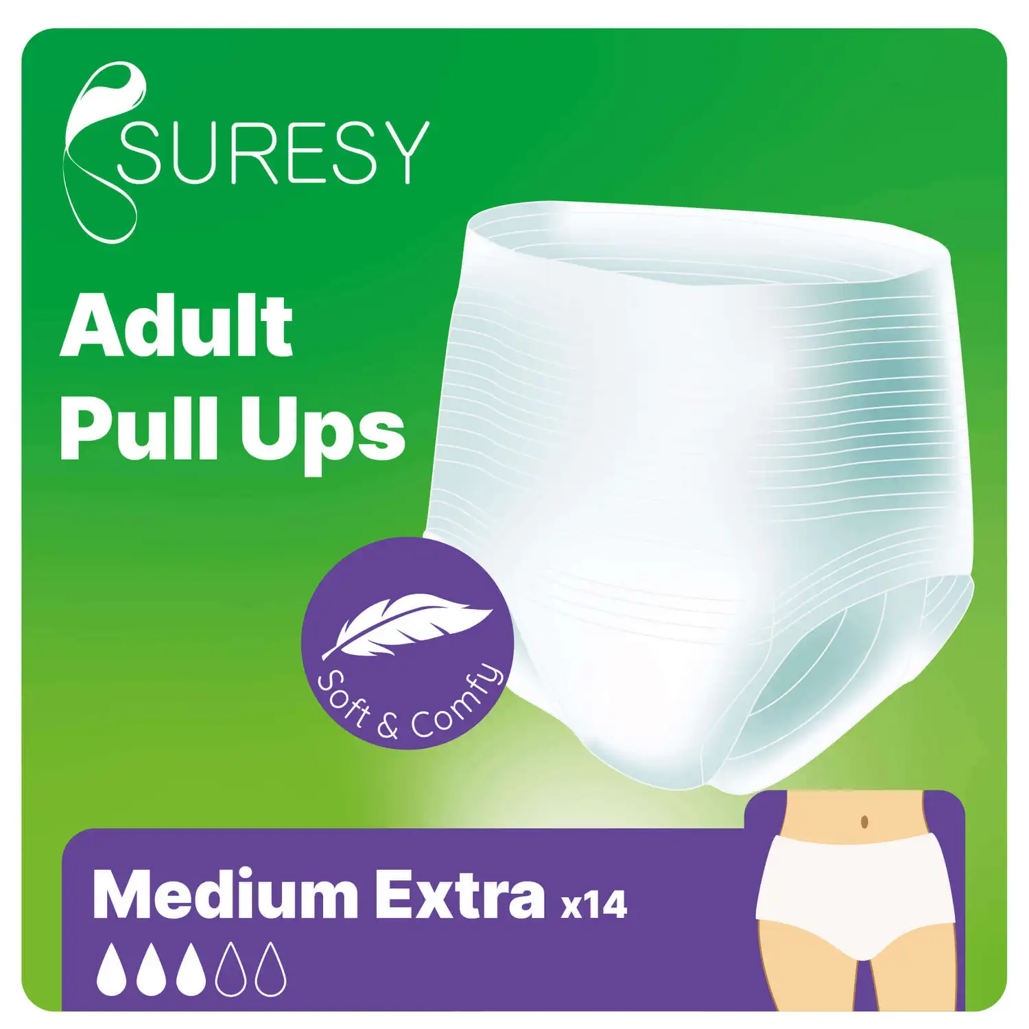 Suresy Adult Pull Ups Medium Extra 14 Pack G3p95