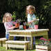 Wooden Outdoor Square Table and Bench Set Toddler
