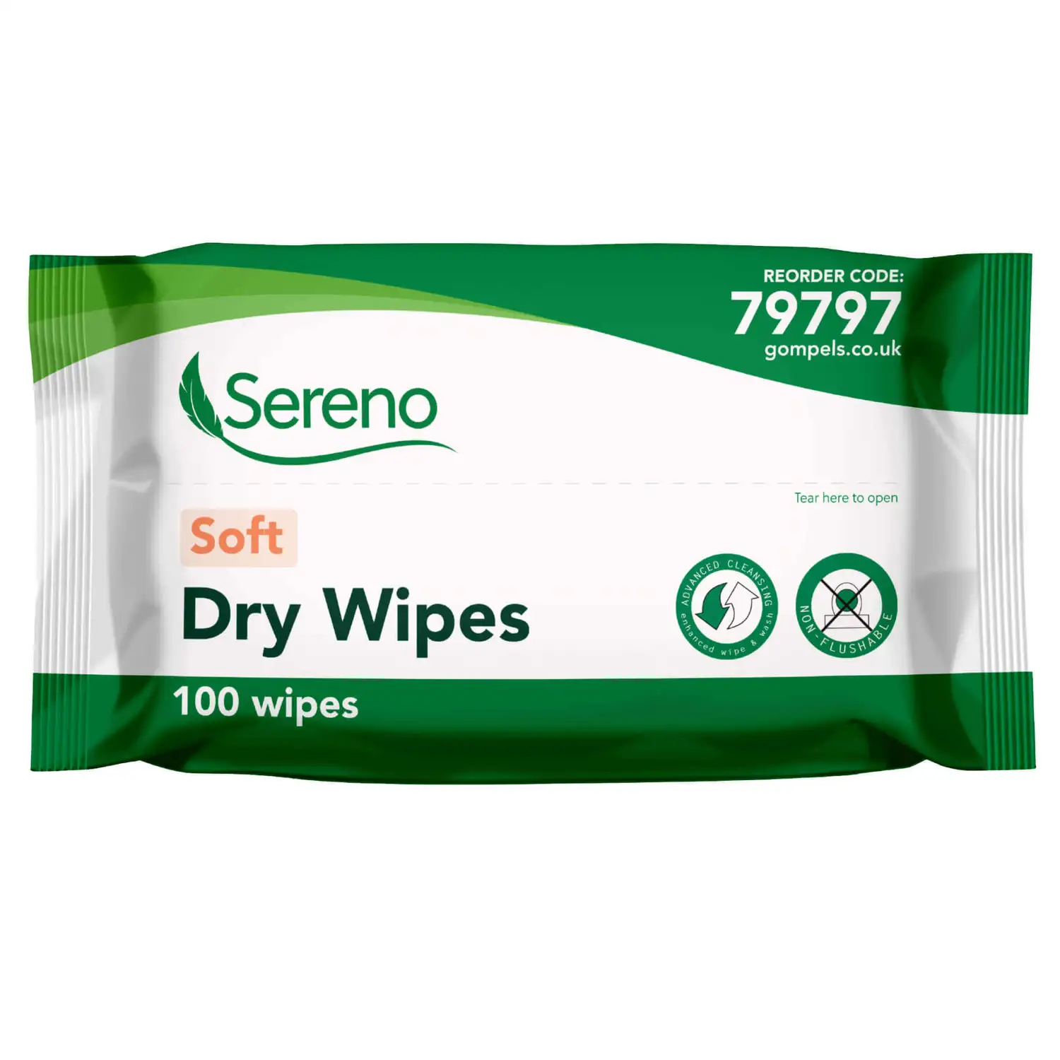 Sereno Soft Standard Dry Wipes 100 Pack