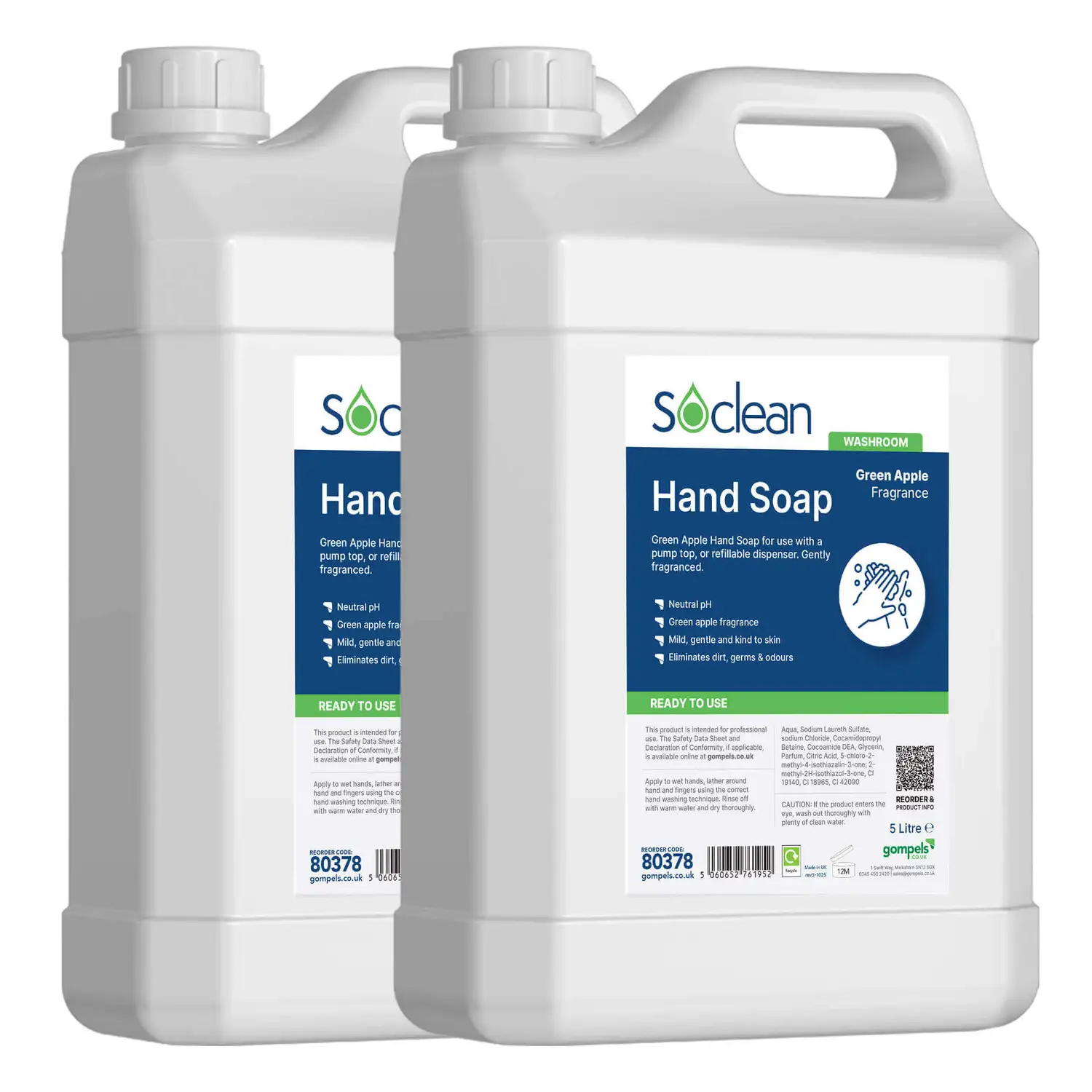 Soclean Hand Soap Apple 5 Litre 2 Pack G2p100