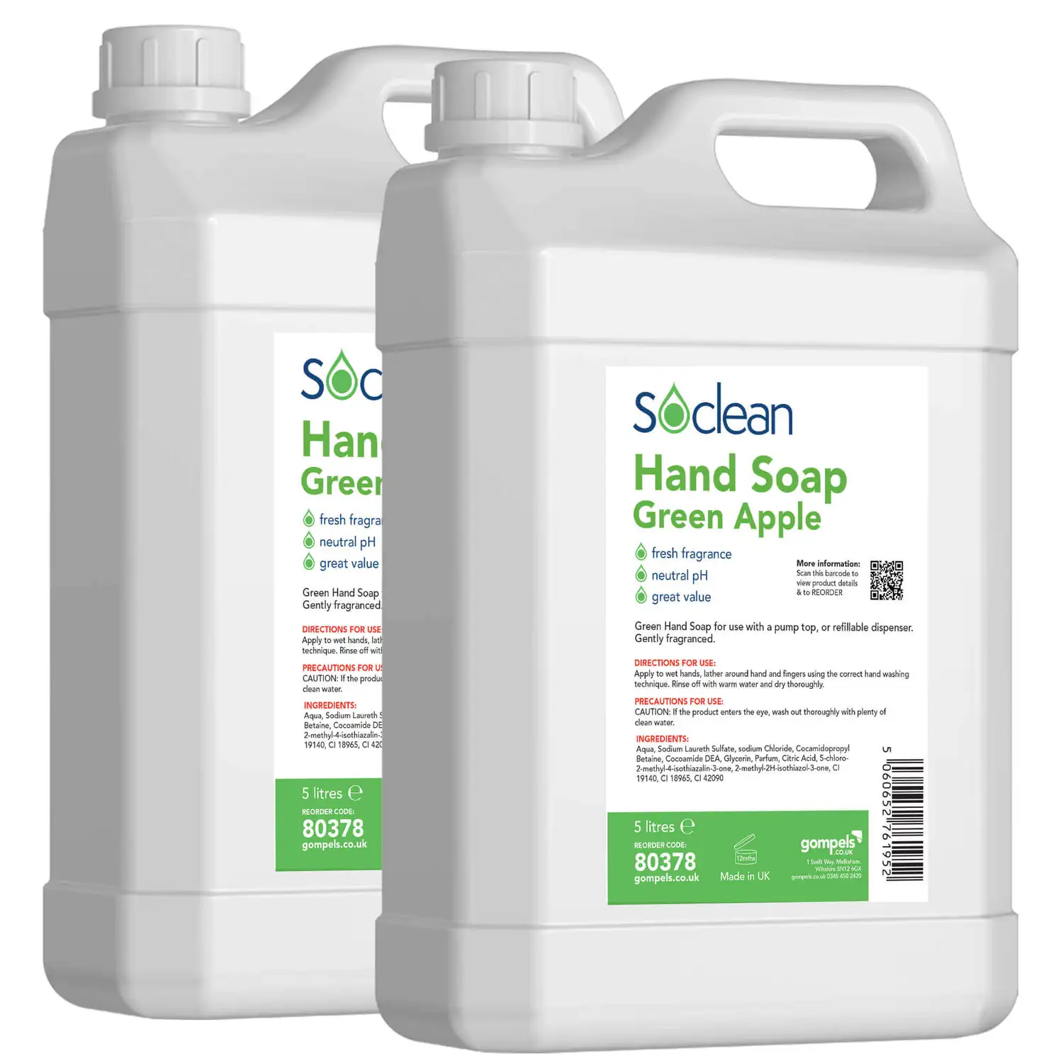 Soclean Hand Soap Apple 5 Litre 2 Pack G3p50