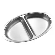 Stainless Steel Vegetable Dish Oval Divided 20 x 14cm