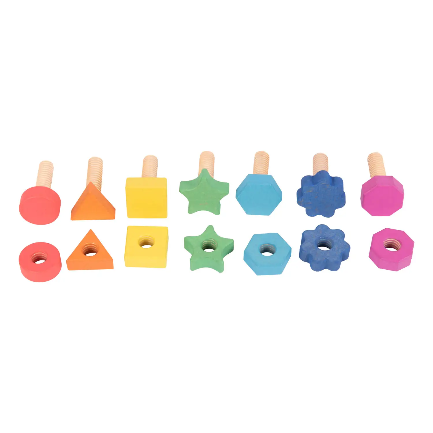 Rainbow Wooden Nuts & Bolts 7 Pack G3p100