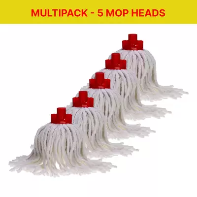 Soclean Cotton Twine Mop Head 5 Pack - Colour: Red