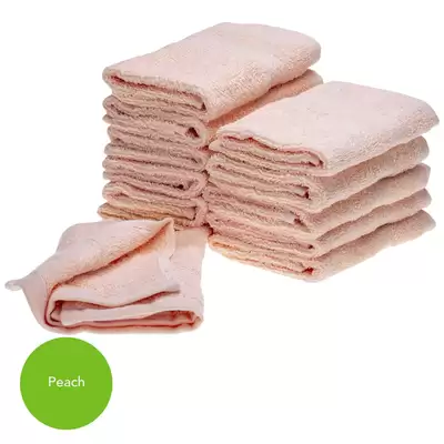 Flannels 30x30cm 500gsm 12 Pack - Colour: Peach