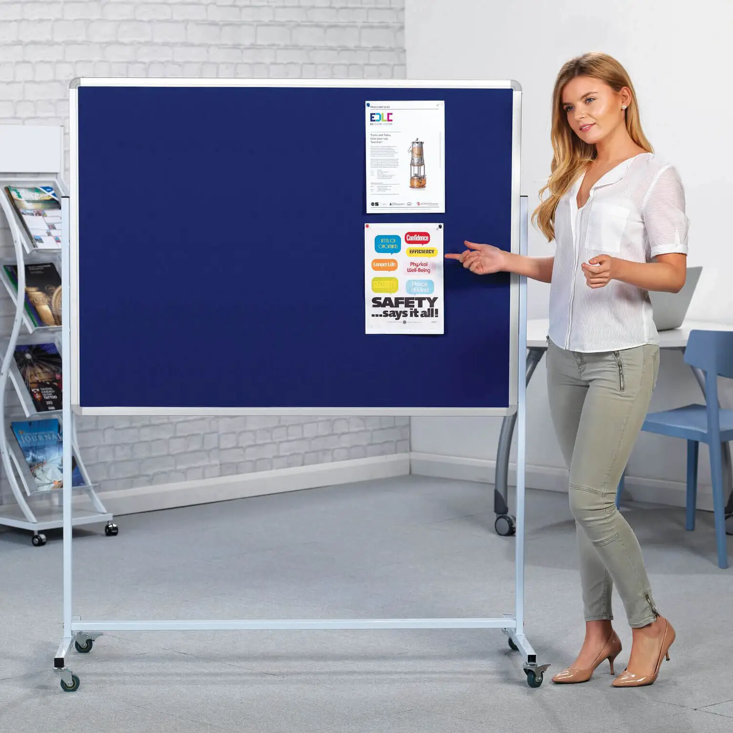 Mobile Noticeboard Blue 1200 x 900mm