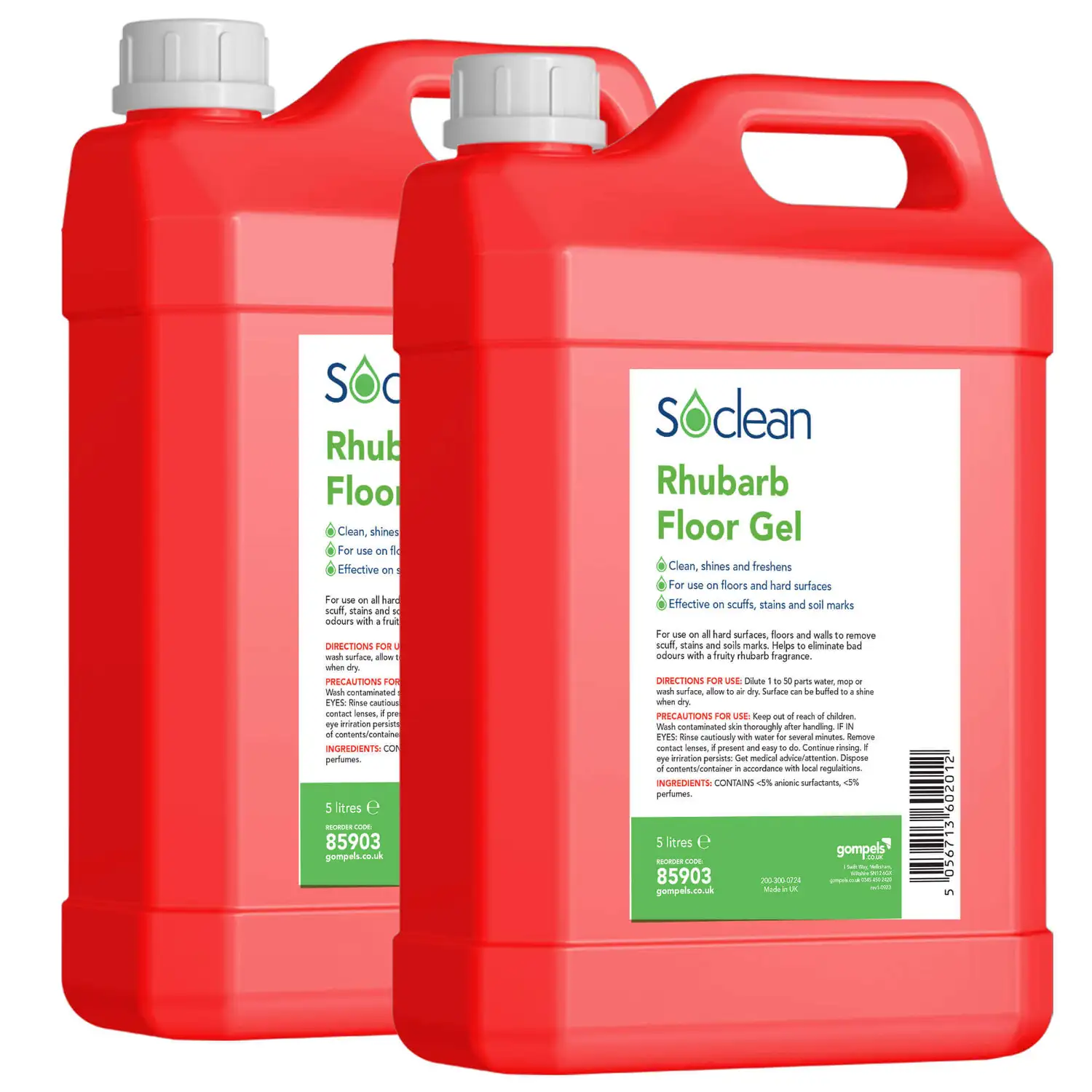 Soclean Rhubarb Floor Gel 5 Litre 2 Pack Gompels Care & Nursery