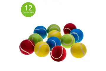 12 Balles De Tennis Colorées Gamez Galore - Rouge, Vert, Bleu, Jaune - 6,5cm