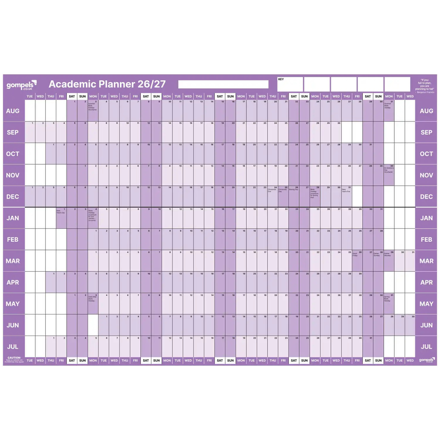 Writy 2026/27 Academic Wall Planner 61x90.9cm G2p100