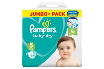 Pampers Baby Dry Size 5 Jumbo+ Pack 72 Nappies - Tesco Groceries