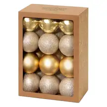 Christmas Tree Baubles Gold 24 Pack