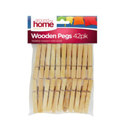 Wooden Clothes Pegs 42pk