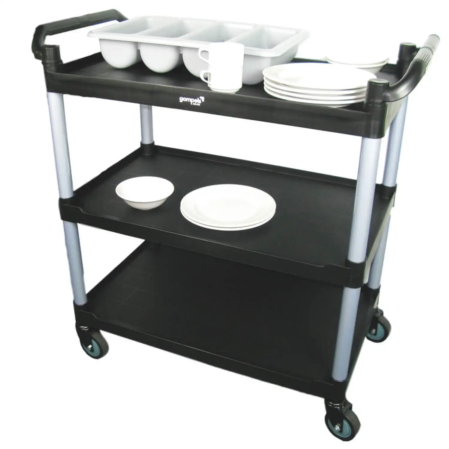 Soclean Clearing Trolley Three Tier Black G2p100