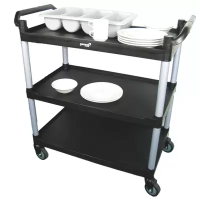 Soclean Clearing Trolley Three Tier Black G2p100