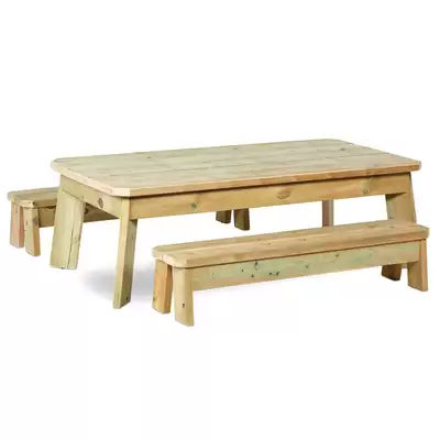 Wooden Outdoor Rectangular Table and Bench Set Preschool