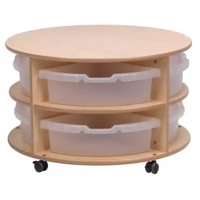 Low Level Circular Storage Unit With 8 Clear Tubs