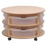 Low Level Circular Storage Unit With 8 Clear Tubs