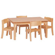 Wooden Rectangular Table and 4 Stacking Chairs