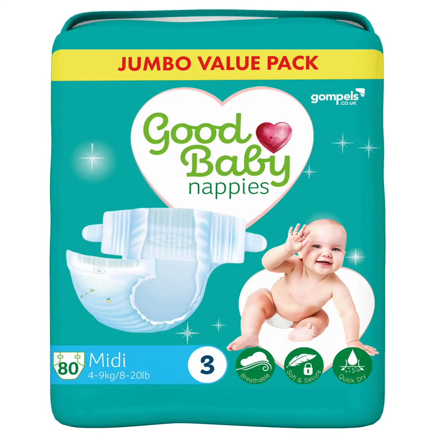 Good Baby Nappies Size 3 Midi 80 Pack G2p100