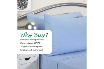 ComfortCare Flame Retardant Bed Linen Set, Single Size Inc, Duvet Cover, Fitted Sheet And Pillowcase Pair, Green, Complies With BS7175 Source 5