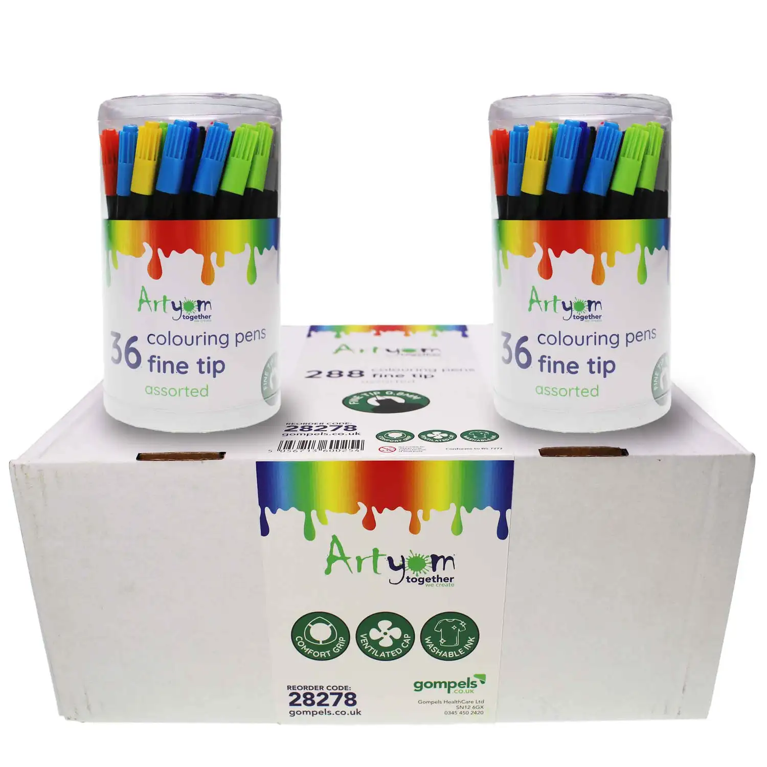 Artyom Easy Grip Fine Tip Colouring Pens Assorted Gompels Care