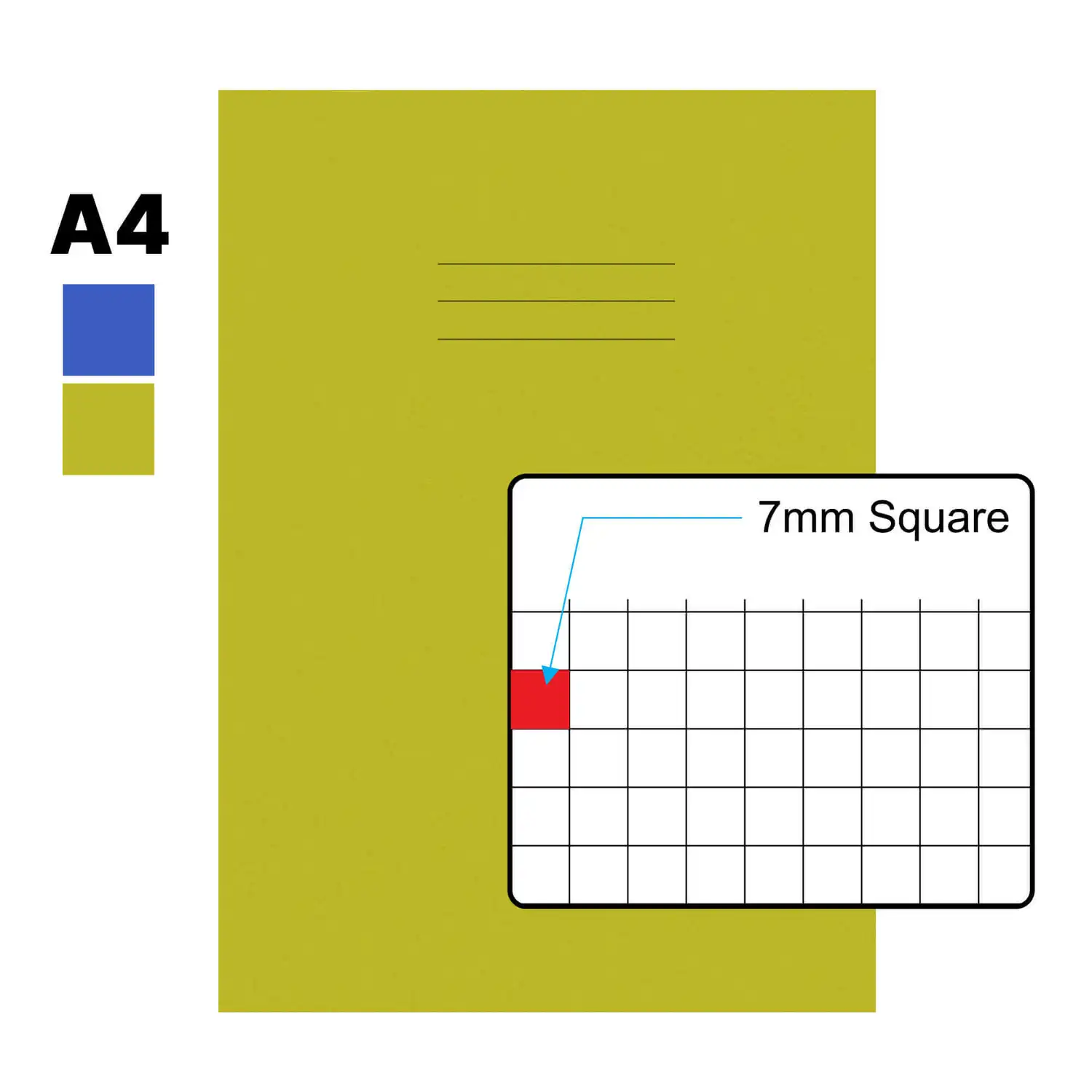 Writy A4 Exercise Book 7mm Squares 80 Page 50 Pack