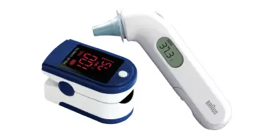 Braun ear thermometer and a finger pulse oximeter