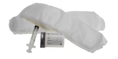 A urine collection pack including syringe